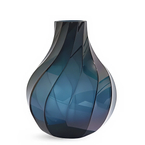 Burgulu Vazo Lacivert 30 CM СТЕКЛЯННАЯ ДЕКОРАТИВНАЯ ВАЗА ТЕМНО СИНИЙ